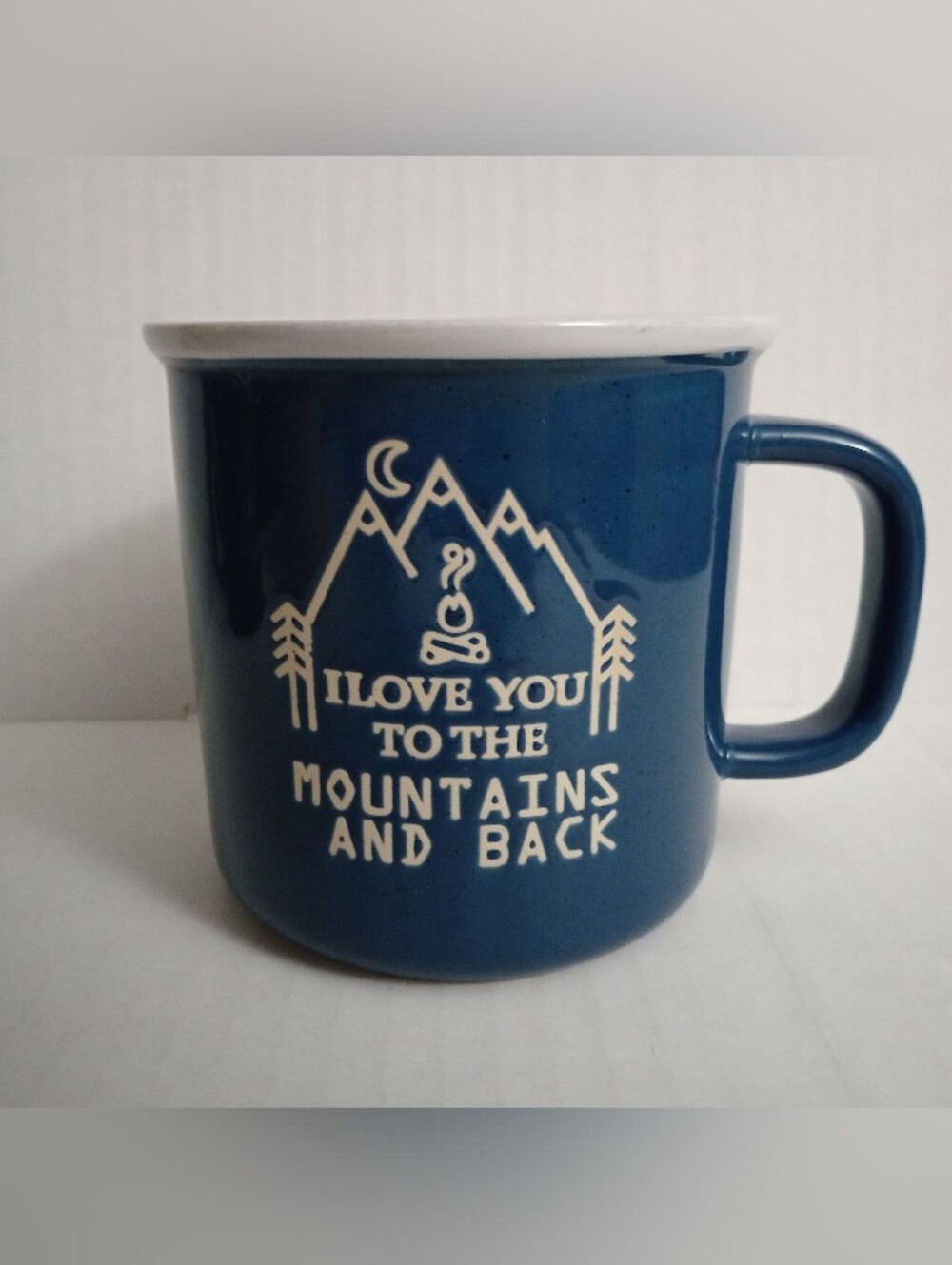 Member's Mark I Love You To The Mountains And Back Coffee Mug Cup Blue 18.4 Oz